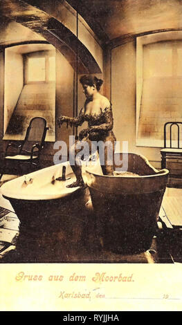 Pâte de tourbe baignoire, chambres en République tchèque, les bâtiments Spa en République tchèque, 1899 à Karlovy Vary, Karlovy Vary, 1899, Karlsbad, Moorbad Banque D'Images