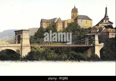 Églises dans le district de Sokolov, l'histoire de château de Loket, 1899, Région de Karlovy Vary, Elbogen (aujourd'hui, le Schloß Elbogen (aujourd'und Brücke, République Tchèque Banque D'Images