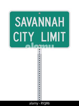 Vector illustration de la limite de la ville de Savannah panneau vert Illustration de Vecteur