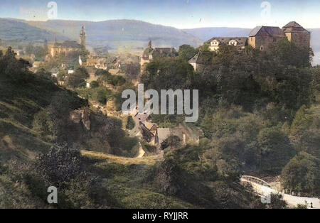 Églises dans le district de Karlovy Vary, ponts à Karlovy Vary, District de Bečov nad Teplou Château, 1899, Région de Karlovy Vary, Petschau, Blick nach Petschau, République Tchèque Banque D'Images