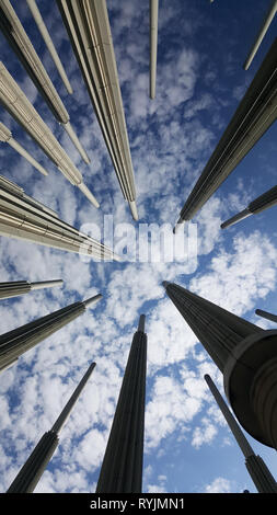 Parque de las Luces à Medellin avec des immenses lampadaires, Colombie Banque D'Images