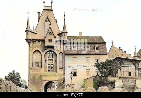 Portes Du Château Albrechtsburg, en Saxe, 1911, Meißen, Burgtor, Allemagne Banque D'Images