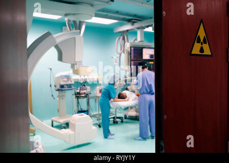 Tam Duc cardiologie Hôpital. La radiologie diagnostique. L'angiographie. Ho Chi Minh Ville. Le Vietnam. Banque D'Images