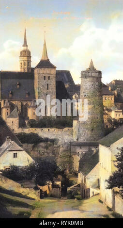 Scharfenweg, images historiques de l'Alte Wasserkunst, images historiques de Michaeliskirche (Bautzen), 1913, Landkreis Bautzen, Bautzen, Michaeliskirche und alte Wasserkunst, Allemagne Banque D'Images