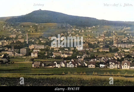 Bâtiments de Varnsdorf, églises à Varnsdorf, 1913, d'Ústí nad Labem, Warnsdorf, Warnsdorf und den Spitzberg, République Tchèque Banque D'Images