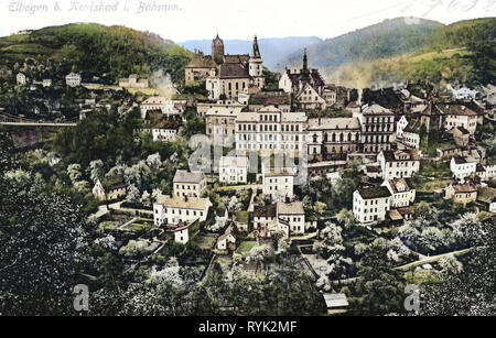 Histoire du château de Loket, bâtiments à Loket (Sokolov) District, les églises dans le district de Sokolov, 1914, Région de Karlovy Vary, Elbogen (aujourd'hui, République Tchèque Banque D'Images