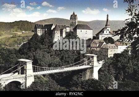 Histoire du château de Loket, églises dans le district de Sokolov, 1914, Région de Karlovy Vary, Elbogen (aujourd'hui, Burg und Brücke, République Tchèque Banque D'Images