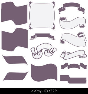 Une collection de bannières avec des rubans de couleur dans le vin Banque D'Images