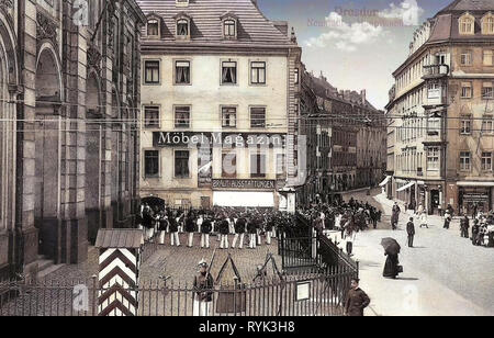 Les installations militaires de l'Allemagne, Blockhaus (Dresde), de l'Armée de Saxe, des clôtures à Dresde, orchestres d'Allemagne, d'immeubles, à Dresde, Neustädter Markt 1914, Dresde, Hôtel Neustädter Hauptwache Banque D'Images