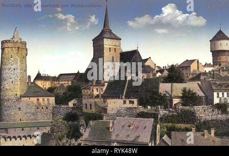 Images historiques de l'Alte Wasserkunst, images historiques de Michaeliskirche (Bautzen), 1914, Landkreis Bautzen, Bautzen, Alte und Wasserkunst Michaeliskirche, Allemagne Banque D'Images