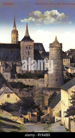 Scharfenweg, images historiques de l'Alte Wasserkunst, images historiques de Michaeliskirche (Bautzen), 1914, Landkreis Bautzen, Bautzen, Michaeliskirche und alte Wasserkunst, Allemagne Banque D'Images