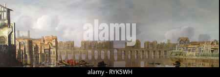 Old London Bridge, Claude de Jongh, 1630, Banque D'Images