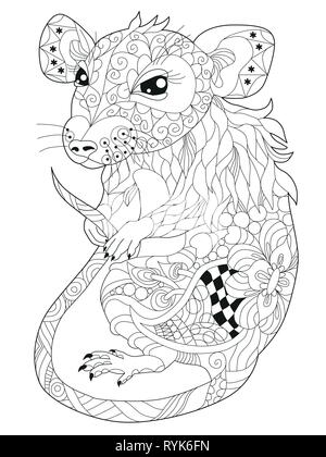 Zentangle rat stylisée. Illustration vecteur de dentelle à la main Illustration de Vecteur