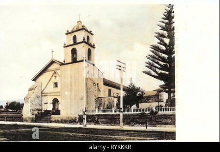 Mission San Buenaventura, cartes postales d'églises en Californie, 1903, Californie, S. Buena Ventura, Mission San Buena Ventura', États-Unis d'Amérique Banque D'Images