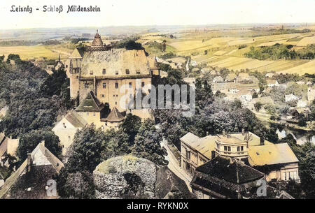 Burg Mildenstein, vues de Leisnig, 1912, Landkreis Mittelsachsen, Leisnig, Schloß Mildenstein, Allemagne Banque D'Images