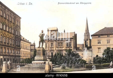 Monuments et mémoriaux à Otto von Bismarck, bâtiments à Löbau, Georg Meyer-Steglitz, St.-Nikolai-Kirche), 1912 (Löbau, Landkreis Görlitz, Löbau, Bismarck Denkmal am Königsplatz, Allemagne Banque D'Images