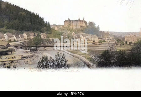 Ponts en Landkreis Meißen, Schloss Nossen, 1900, Landkreis Meißen, Nossen, von der Séminaire Bastei gesehen, Allemagne Banque D'Images