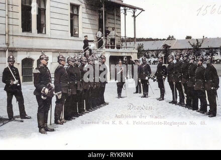 L'artillerie de l'Allemagne, relève de la garde, 4. Königlich Saxon Feldartillerie-Regiment Nr. 48, König-Georg-Kaserne, 1901, Dresde, Feldartillerie, Kaserne Banque D'Images