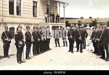 L'artillerie de l'Allemagne, relève de la garde, 4. Königlich Saxon Feldartillerie-Regiment Nr. 48, König-Georg-Kaserne, 1901, Dresde, Feldartillerie, Kaserne Banque D'Images