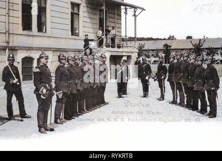 L'artillerie de l'Allemagne, relève de la garde, 4. Königlich Saxon Feldartillerie-Regiment Nr. 48, König-Georg-Kaserne, 1901, Dresde, Feldartillerie, Kaserne Banque D'Images