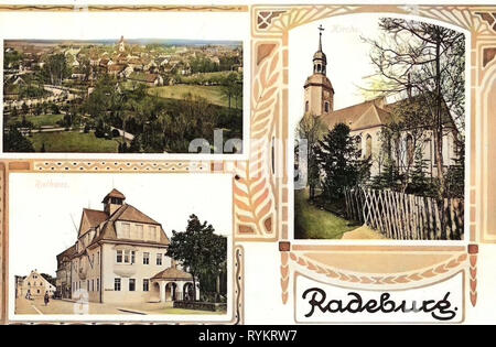 Les mairies en Landkreis Meißen, Multi-vues de cartes postales, Stadtkirche Radeburg, bâtiments en Radeburg, 1913, Landkreis Meißen, Radeburg, Kirche, Rathaus Stadt, Allemagne Banque D'Images