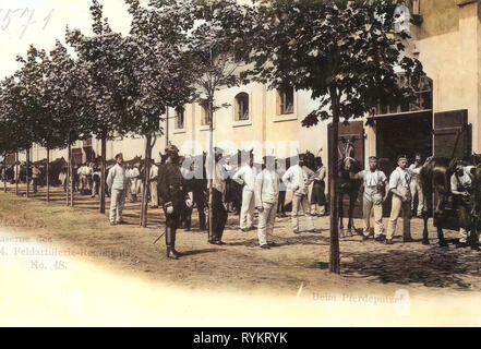 L'artillerie de l'Allemagne, l'utilisation militaire des chevaux, 4. Königlich Saxon Feldartillerie-Regiment Nr. 48, König-Georg-Kaserne, 1901, Dresde, Feldartillerie, Kaserne Banque D'Images