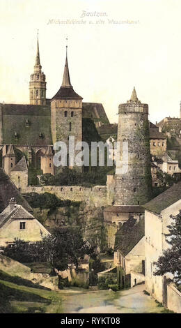 Images historiques de l'Alte Wasserkunst, images historiques de Michaeliskirche (Bautzen), Scharfenweg, 1913, Landkreis Bautzen, Bautzen, Alte und Wasserkunst Michaeliskirche, Allemagne Banque D'Images