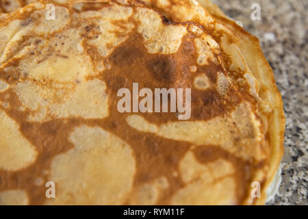 La texture des crêpes sur table kithcen Flatlay - Vue de dessus Banque D'Images