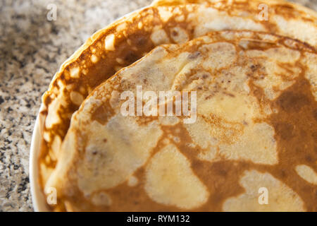La texture des crêpes sur table kithcen Flatlay - Vue de dessus Banque D'Images