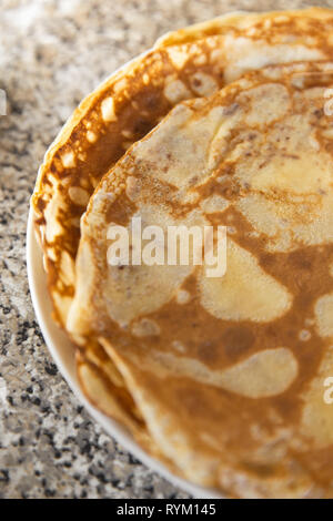 La texture des crêpes sur table kithcen Flatlay - Vue de dessus Banque D'Images