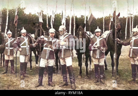 Les patrouilles, l'utilisation militaire des chevaux, Garde-Reiter-Regiment (1. Schweres Regiment), 1906, Dresde, Königlich Saxon Gardereiter Abgesessene, régiment, Patrouille, Allemagne Banque D'Images