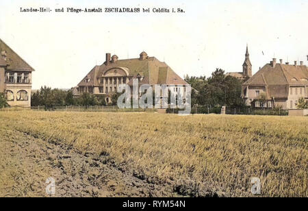 Zschadraß, maisons de soins infirmiers en Saxe, l'hospitalité les bâtiments en Allemagne, Leipzig, 1919, Landkreis Colditz, Landesheil, und Pflegeanstalt Zschadrass Banque D'Images