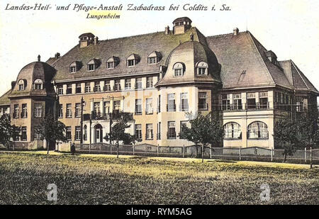 Zschadraß, maisons de soins infirmiers en Saxe, l'hospitalité les bâtiments en Allemagne, Leipzig, 1920, Landkreis Colditz, Pflegeanstalt Zschadrass, Lungenheim Banque D'Images