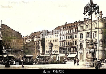 Dresden Altmarkt, avant 1945, Dresde, Germaniadenkmal à Dresde, Allemagne, 1903 Banque D'Images