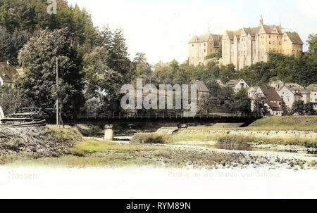 Ponts en Landkreis Meißen, Schloss Nossen, 1903, Landkreis Meißen, Nossen, Blick von der Mulde zum Schloß, Allemagne Banque D'Images