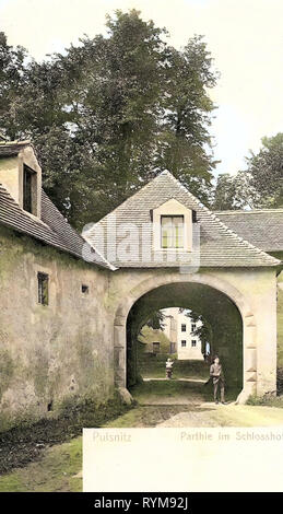 Gates en Saxe, châteaux en Landkreis Bautzen, Santanyí, 1903, Landkreis, Bautzen, Schloßtor Schloßhof, Allemagne Banque D'Images