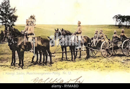 La mitrailleuse Maxim, l'utilisation militaire des chevaux, 1. Königlich Sächsische Maschinengewehr-Abteilung Nr. 12, 1905 cartes postales, 1905, 1. Königlich Sächsische Maschinengewehr Abteilung 12, Nr. Banque D'Images