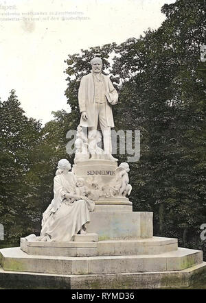 Monument d'Alajos Stróbl par Ignaz Semmelweis, 1906, Budapest, Semmelweiß, Denkmal auf dem Elisabethplatz, Hongrie Banque D'Images