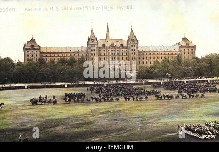 Schützen-(Füsilier-)Regiment Prinz Georg (Königlich Saxon) n° 108, Schützen-Kaserne, 1908, Dresde, Kaserne des Königlich Sächsischen Schützen, Régiments Rauth, Allemagne Banque D'Images