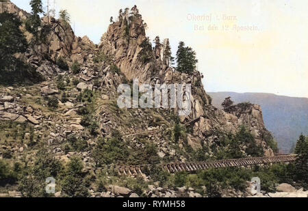 Montagnes du Harz, Oker (Aller), 1908, Basse-Saxe, Okertal, Bei den 12 Aposteln, Allemagne Banque D'Images