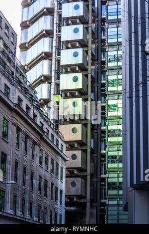 Bâtiment emblématique de la Lloyd's, un exemple majeur de l'architecture radicale Bowellism conçu par Richard Rogers, Ville de London, UK Banque D'Images