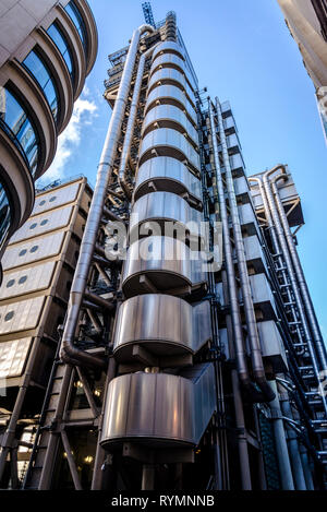 Bâtiment emblématique de la Lloyd's, un exemple majeur de l'architecture radicale Bowellism conçu par Richard Rogers, Ville de London, UK Banque D'Images