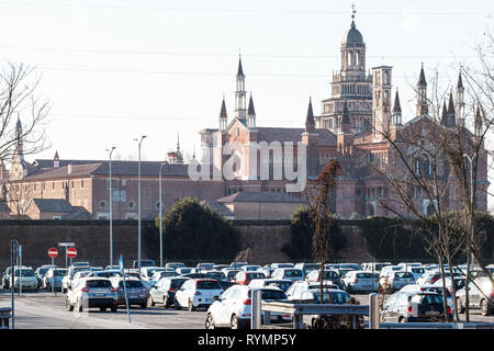 CERTOSA di Pavia, ITALIE - février 22, 2019 : avis de Certosa di Pavia (Gra-Car Chartreuse, Monastero di Santa Maria delle Grazie) de parki Banque D'Images