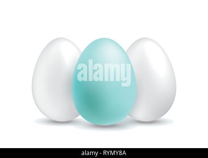 Les oeufs de Pâques vert blanc sur fond blanc. Bannière de Pâques Illustration de Vecteur
