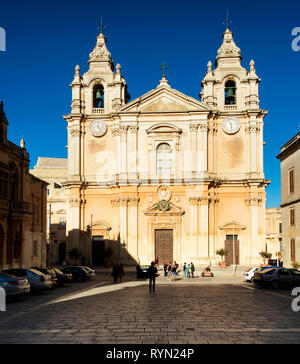 La Cathédrale St Paul, Mdina, Malte, Banque D'Images