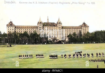 Schützen-(Füsilier-)Regiment Prinz Georg (Königlich Saxon) n° 108, Schützen-Kaserne, 1904, Dresde, Kaserne des Königlich Sächsischen Schützen, Régiments Prinz Georg Rauth, Allemagne Banque D'Images