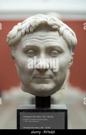 Copenhague. Le Danemark. Buste de Pompée le Grand. Ny Carlsberg Glyptotek. Gnaeus Pompeius Magnus 106 BCE BCE-48, homme d'état et l'armée romaine Banque D'Images