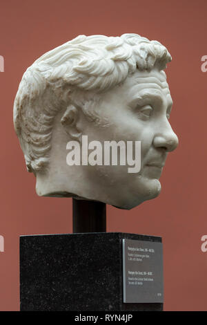 Copenhague. Le Danemark. Buste de Pompée le Grand. Ny Carlsberg Glyptotek. Gnaeus Pompeius Magnus 106 BCE BCE-48, homme d'état et l'armée romaine Banque D'Images