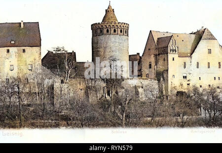 Les palais de Saxe, Burg Mildenstein, 1904, Landkreis Mittelsachsen, Leisnig, Schloß, Amtsgericht, Allemagne Banque D'Images