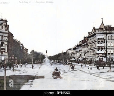 Kodály Körönd, images historiques de l'Avenue Andrássy, 1904, Budapest, mit, Pferdewagen Straße Andrassy Hongrie Banque D'Images